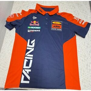 KTM Red Bull Factory Racing Polo Shirt Mens XL Navy Orange Motocross FMF